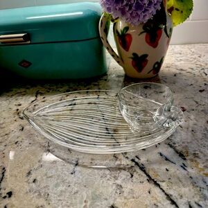 Hawaiian Leaf federal glass snack set of 8pcs (4 sets available)